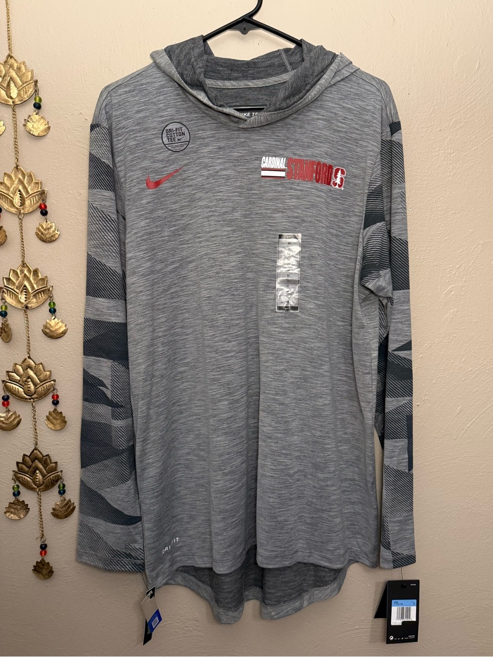 Nike Dri-FIT Stanford University Cardinal Sideline Long-Sleeve Hoodie T-Shirt Md